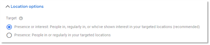 Google Ads Location Options