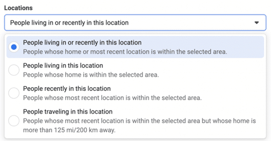 Meta Ad Location Options
